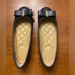 Michael Kors Kiera Navy Bow Flats with Gold Accents 8